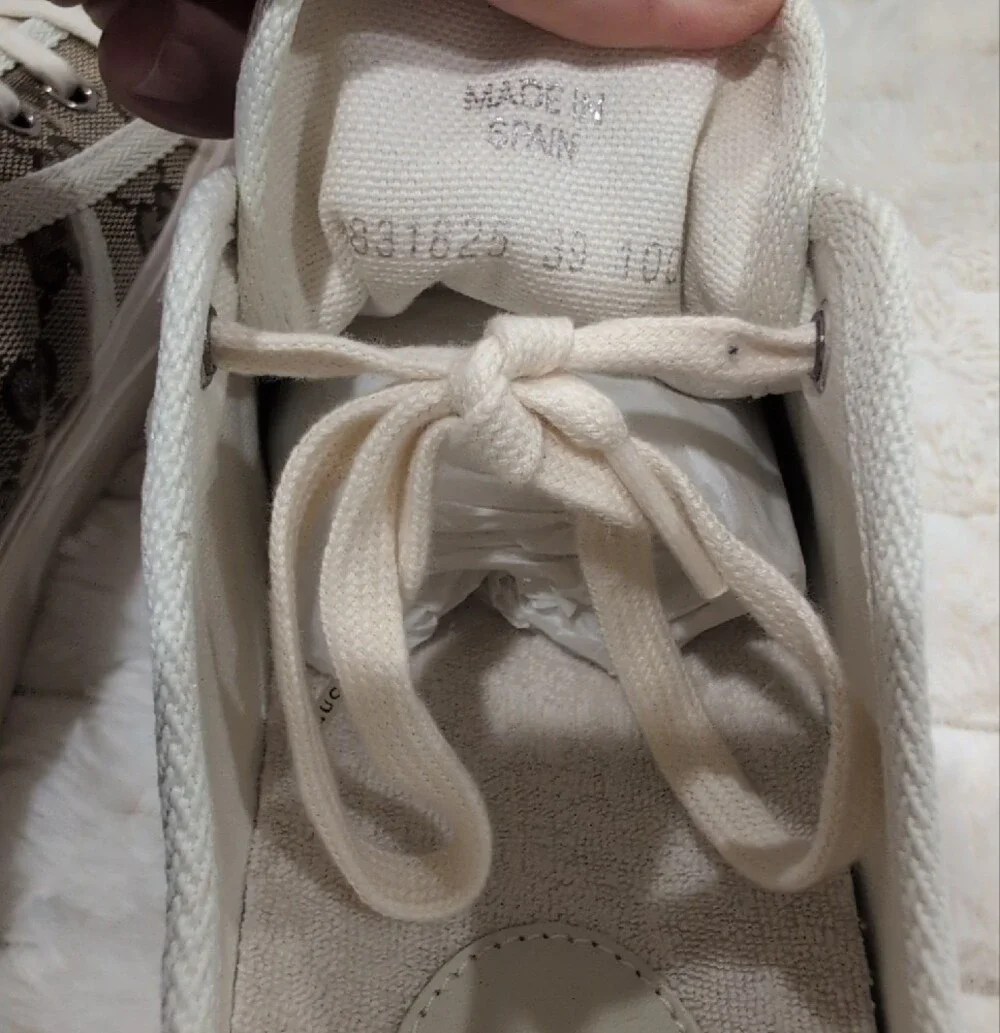 NIB Gucci Beige GG Canvas Platform Lace-Up Sneakers 39